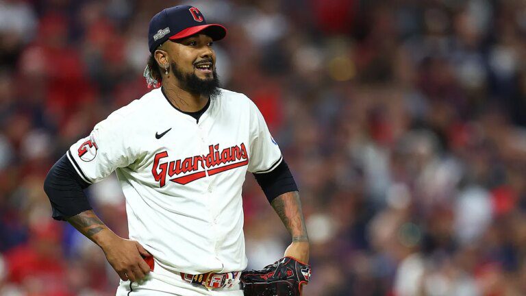 Guardians closer Emmanuel Clase praised immediately after making a save against the Yankees in the ALCS